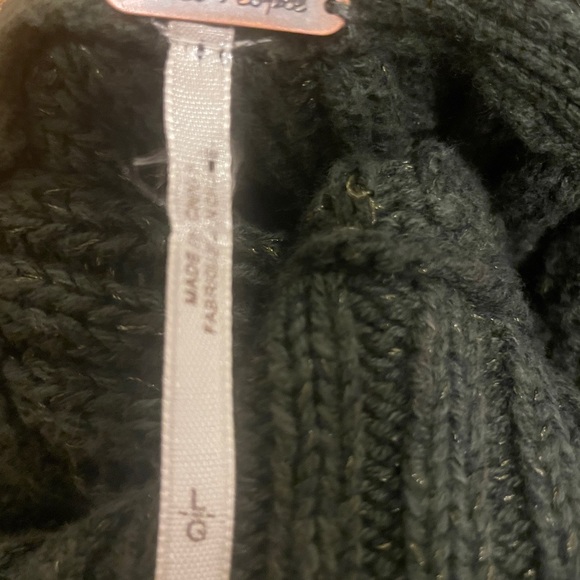 Free People Twisted Cable Turtleneck Sweater Green Women's L large - Picture 2 of 2